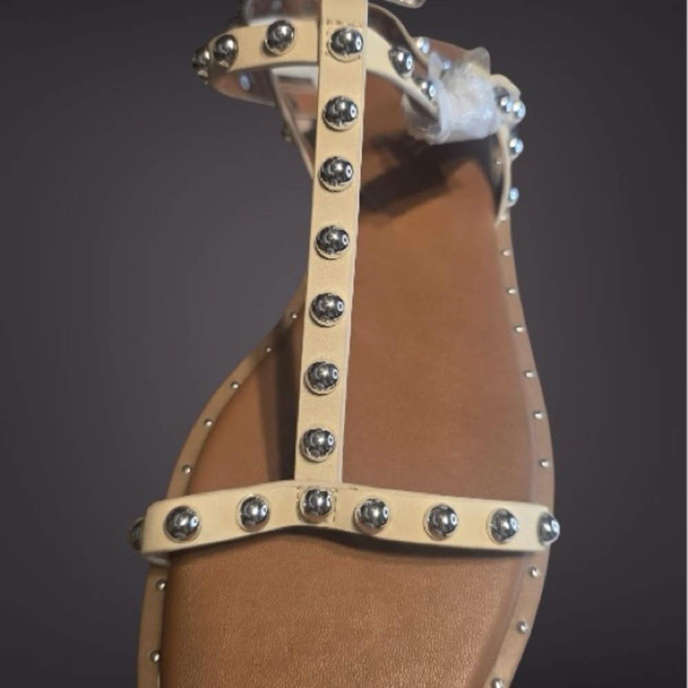 Studded Cream Sandals - Picture 3 of 10